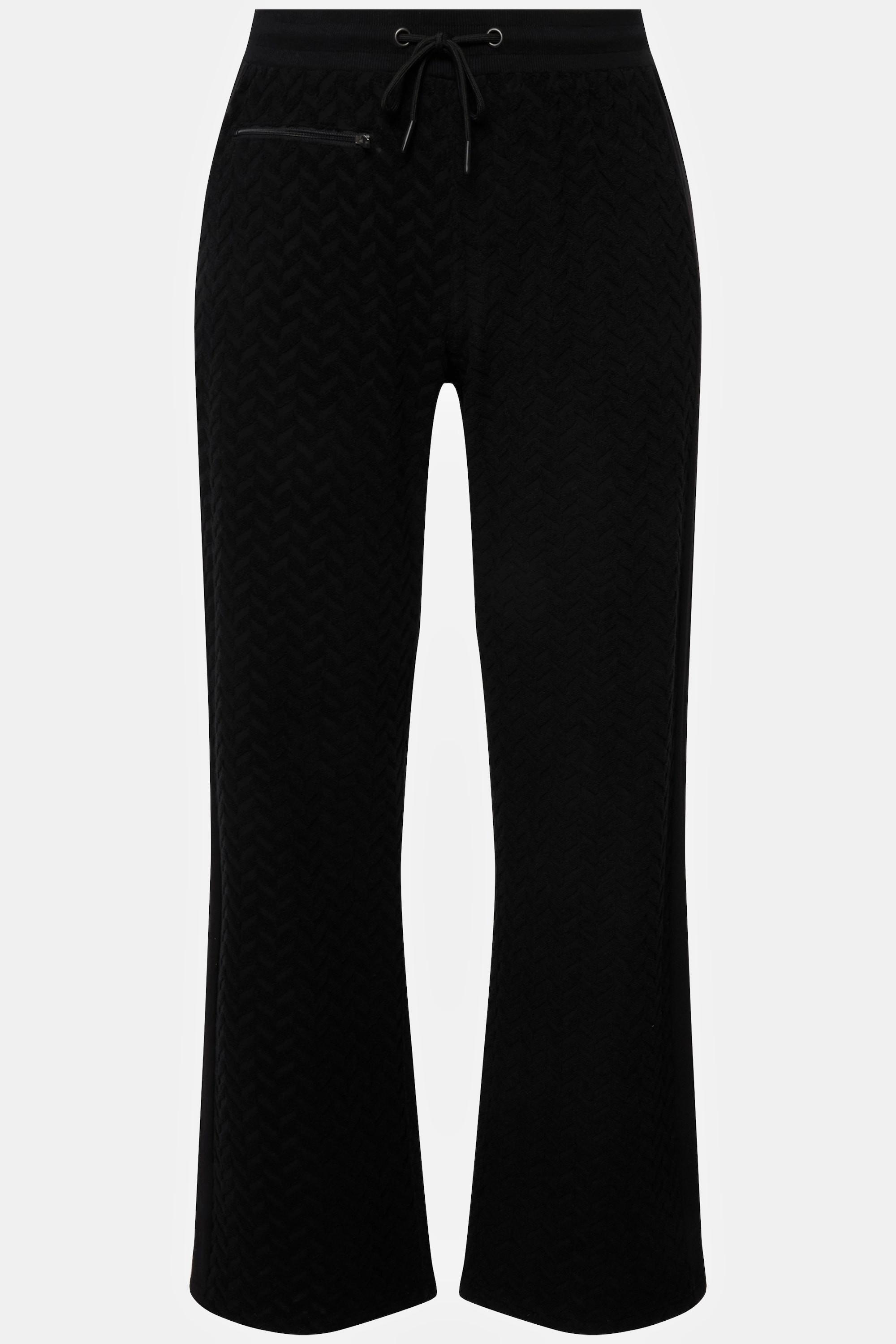 Ulla Popken  Pantalon de jogging en tissu éponge. Imprimé chevrons. Jambe évasée. 