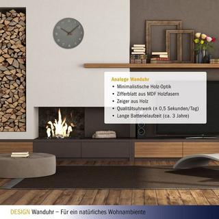 TFA Dostmann Horloge murale analogique 60.354.04 avec pointeur en bois de noyer  