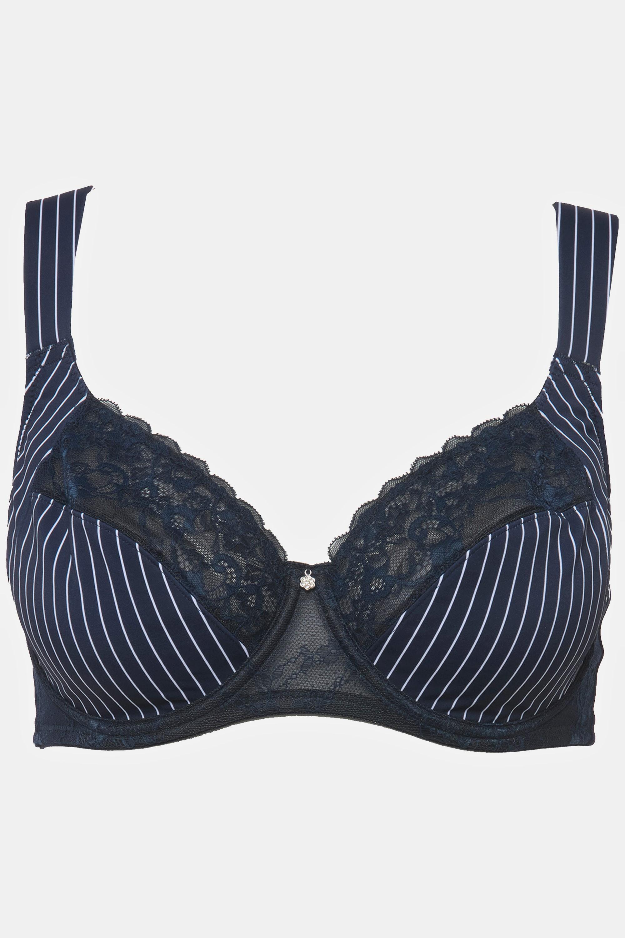 Ulla Popken  Soutien-gorge à armatures, fines rayures et dentelle -bonnet C-F 