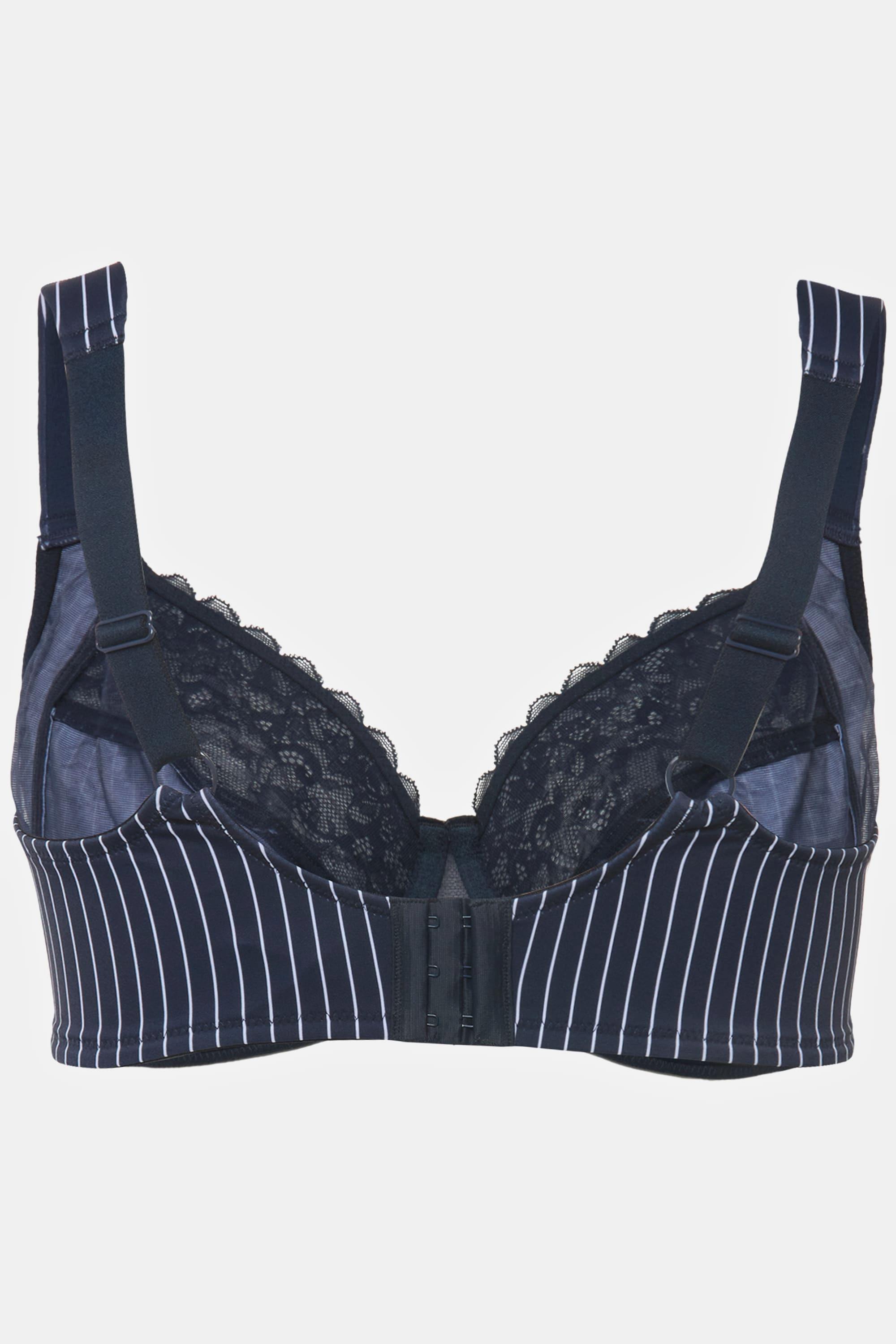 Ulla Popken  Soutien-gorge à armatures, fines rayures et dentelle -bonnet C-F 