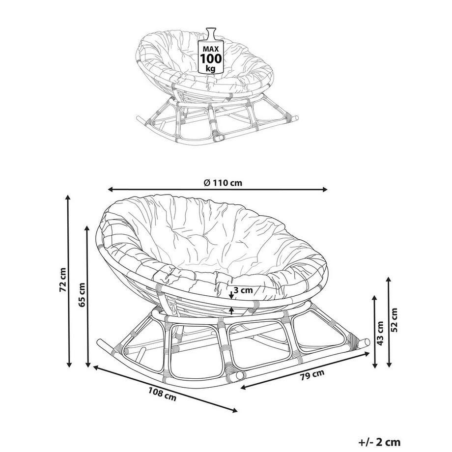 Beliani Poltrona a dondolo en Rattan Boho ORVIETO  