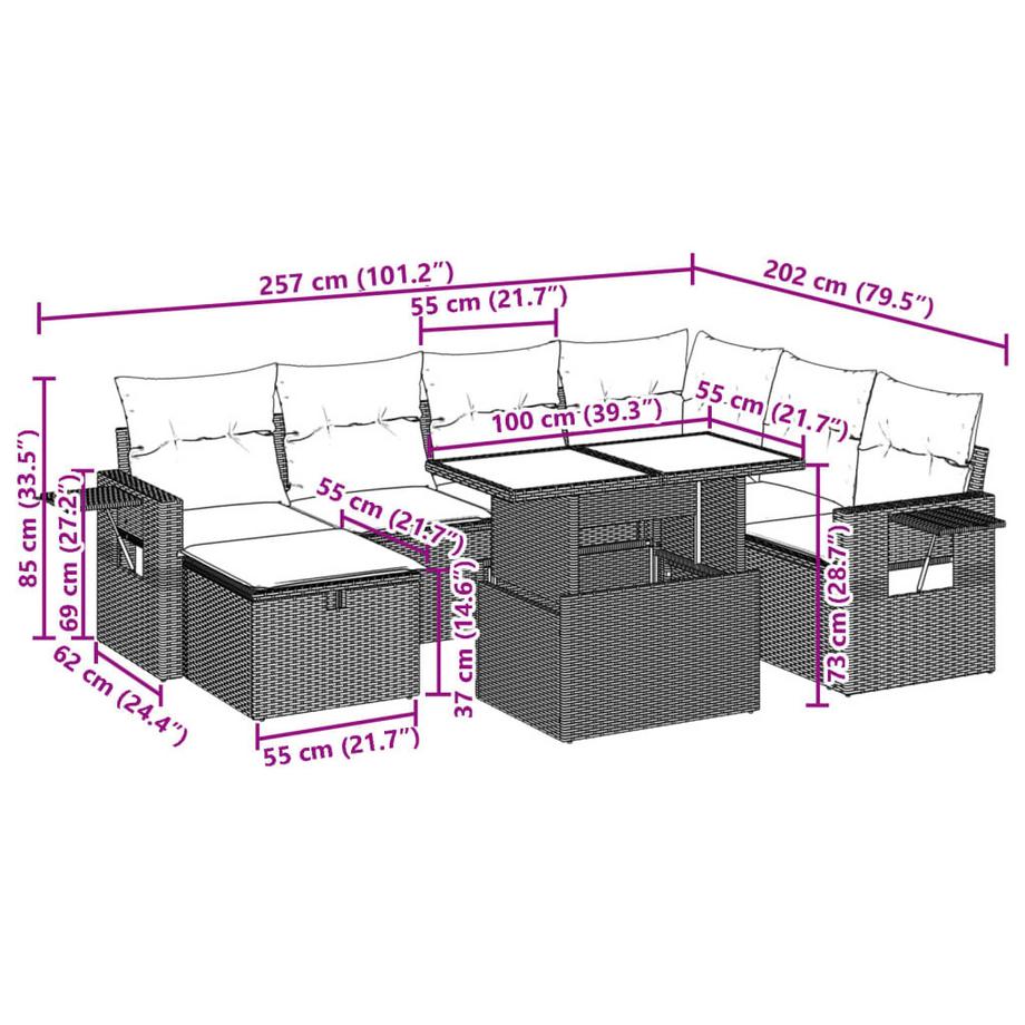 VidaXL set divano da giardino Polirattan  