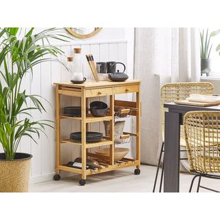 Beliani Servierwagen aus Bambusholz Rustikal MORINO  