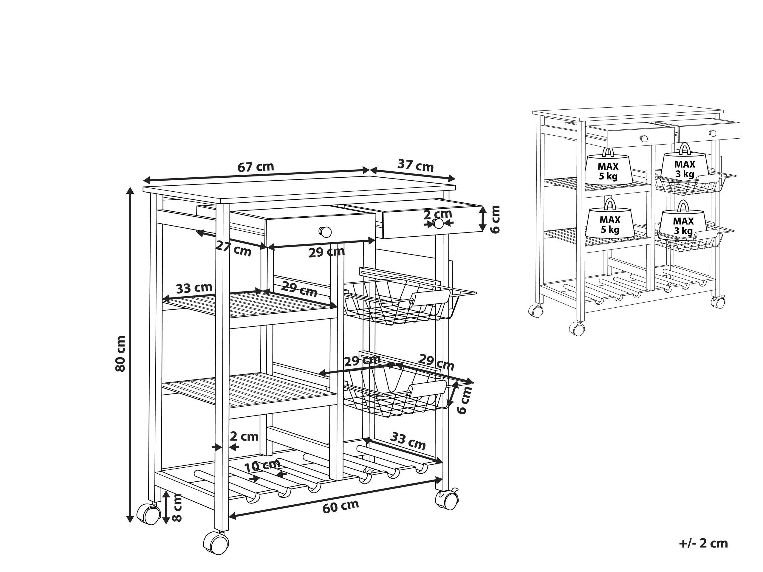 Beliani Servierwagen aus Bambusholz Rustikal MORINO  