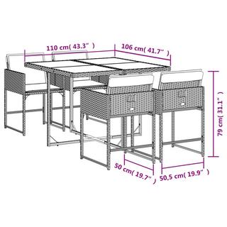 VidaXL Ensemble de salle à manger de jardin rotin synthétique  