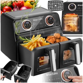 Tectake Friteuse à air chaud Samurai, 2 compartiments de cuisson, 7 programmes, 2400W  