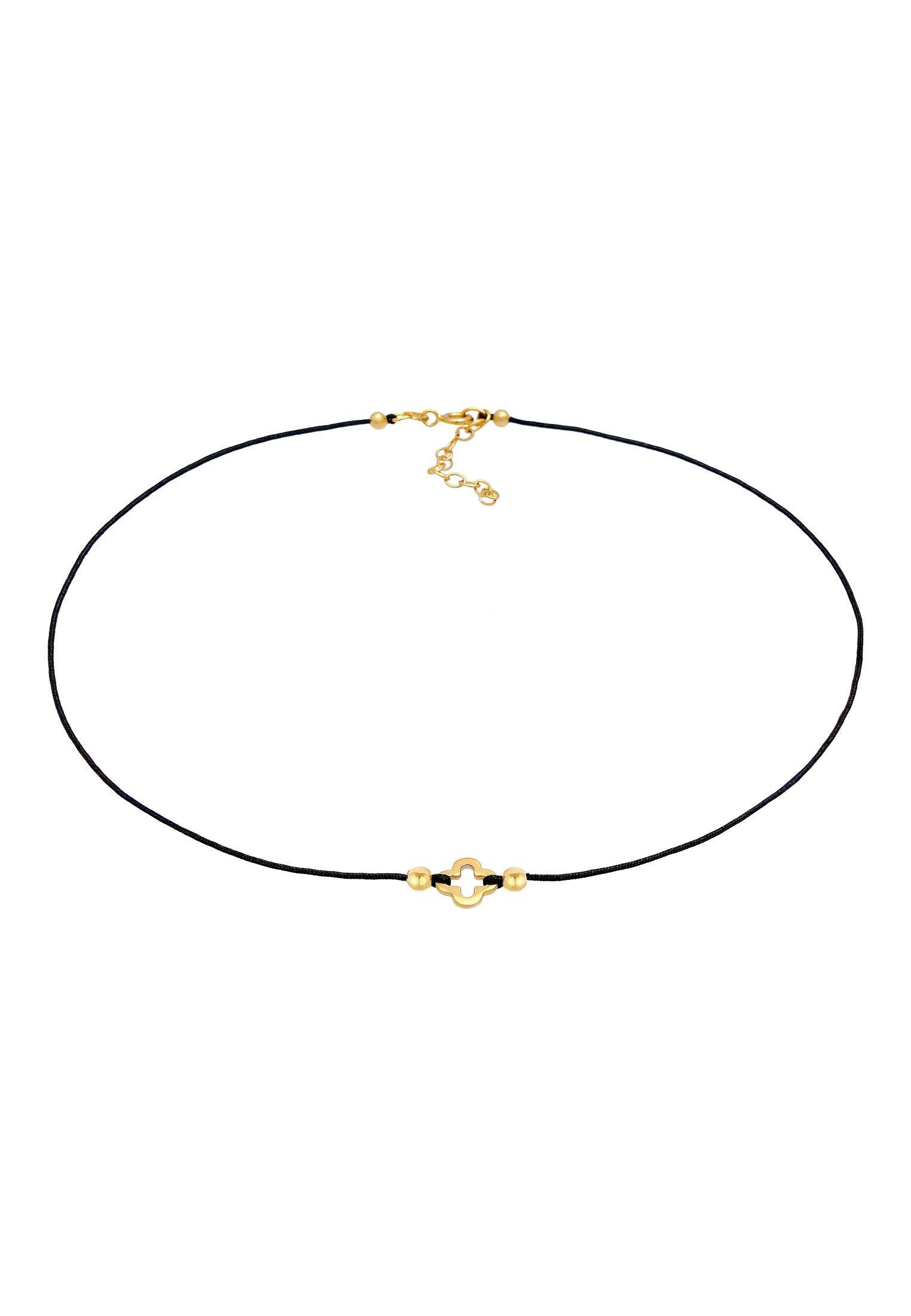 Image of Halskette Choker Nylon Kleeblatt Glück Bead Unisex Gold 36cm