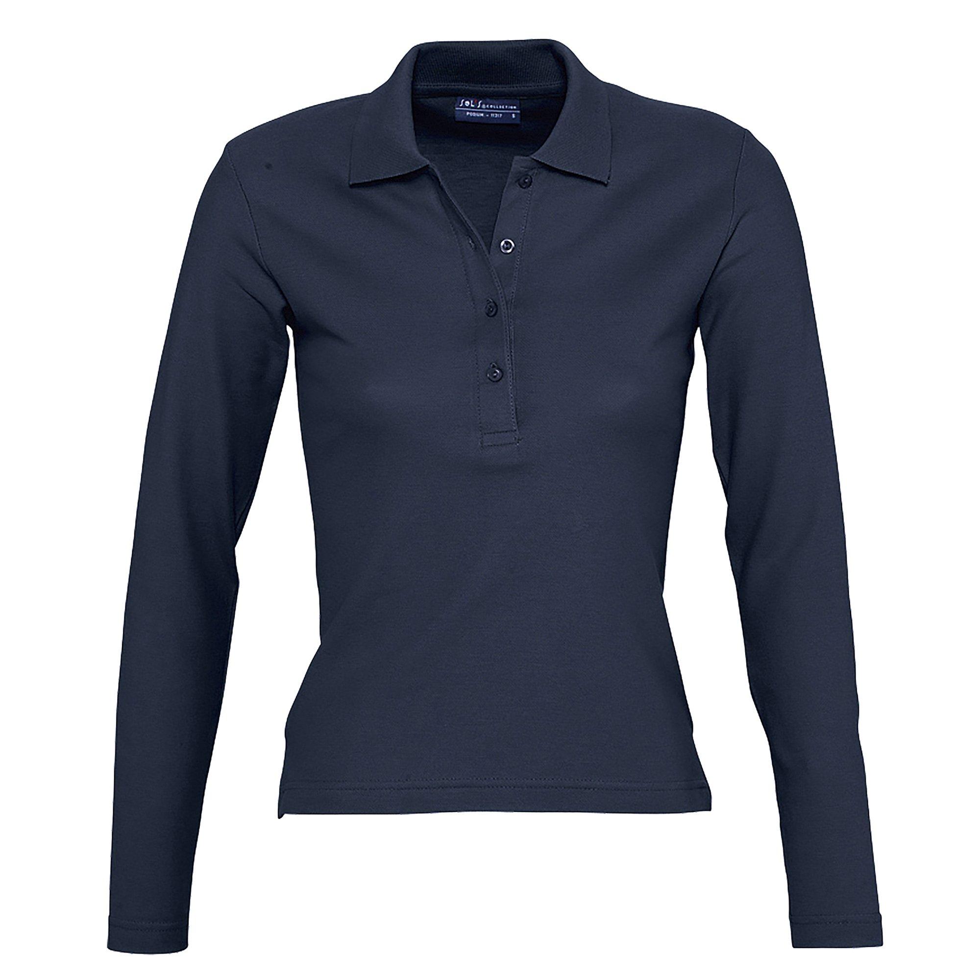 Image of Podium Pique Poloshirt, Langarm Damen Marine XL