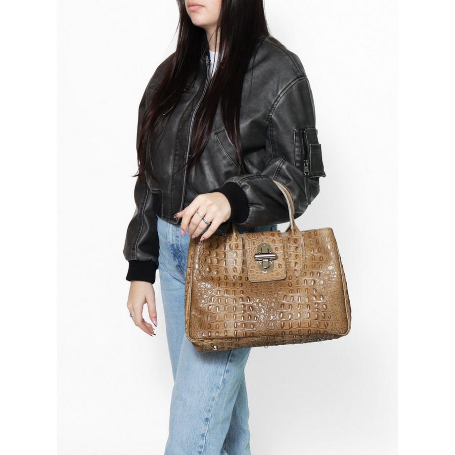 Gave Lux Handtasche Krokoprägung Leder  