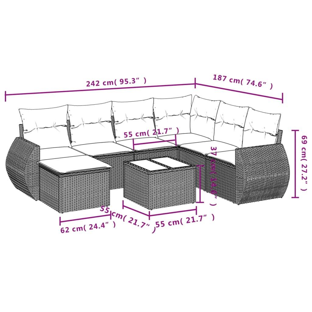 VidaXL set divano da giardino Polirattan  