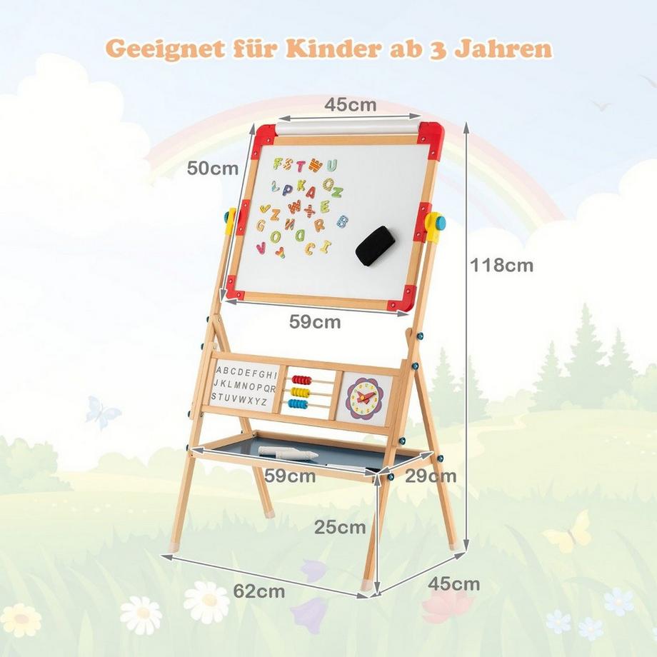 Northix  Holzstaffelei Drehbare stehende Kinderstaffelei 62 x 45 x 118 cm 