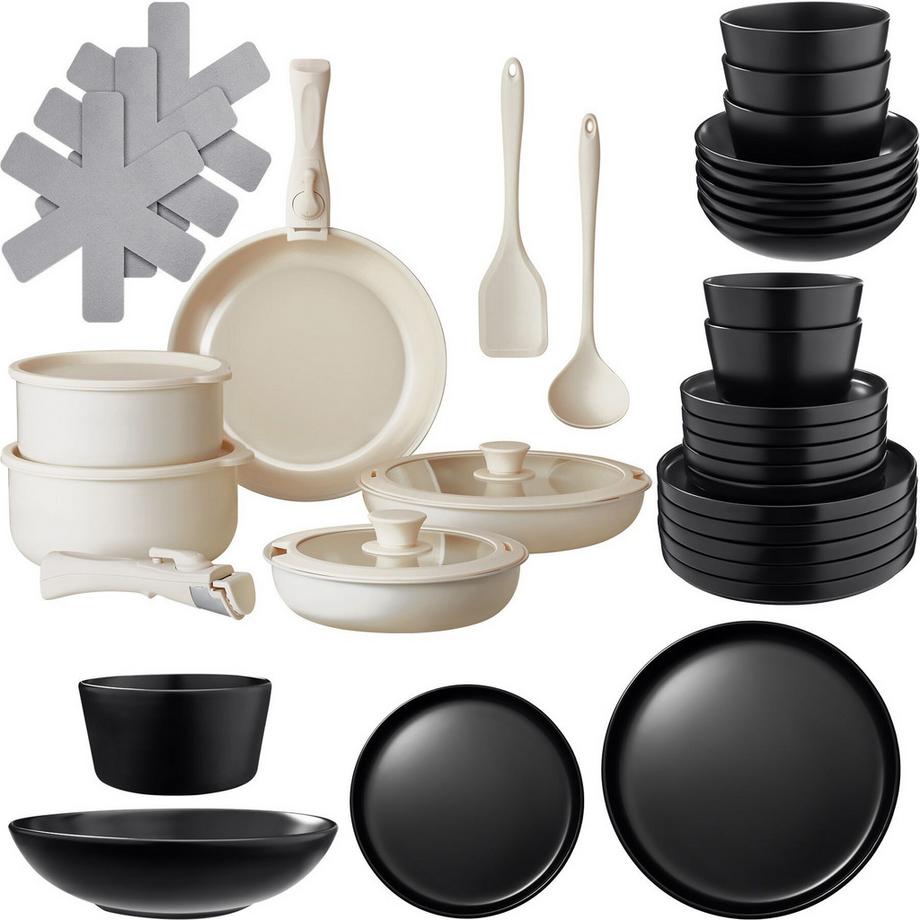 Set iniziale da cucina Una/Genova Set di stoviglie in gres, smaltate