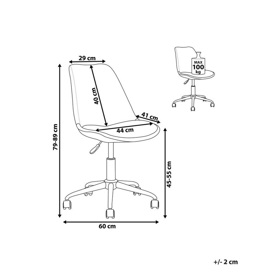 Beliani Chaise de bureau en Cuir PU Minimaliste DAKOTA  