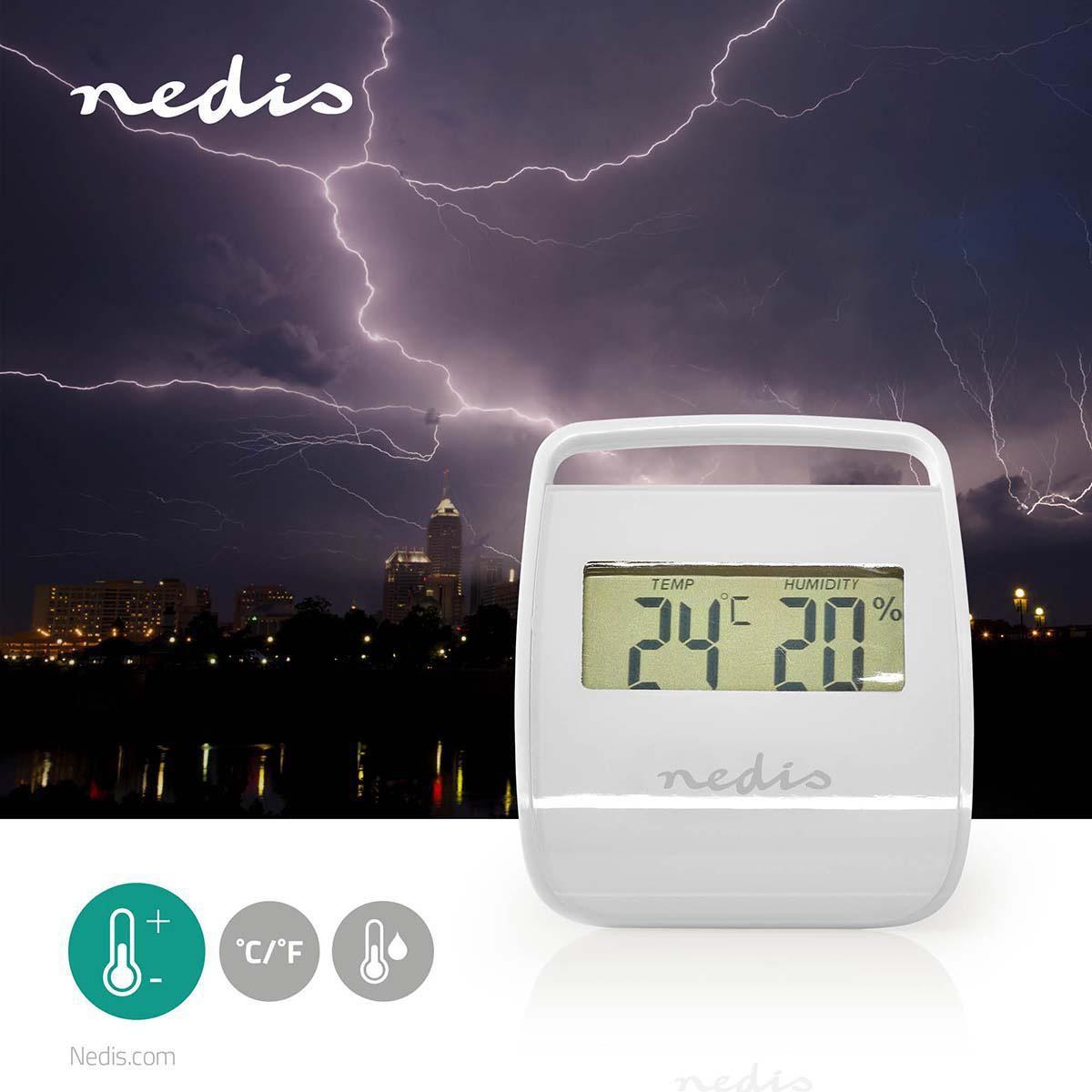 Nedis  Digitales Thermometer | Innenraum | Raumtemperatur | Raumluftfeuchtigkeit | Weiß 