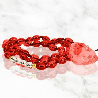 Avizar  Perlen Schmuck Handykette 80cm Rot 