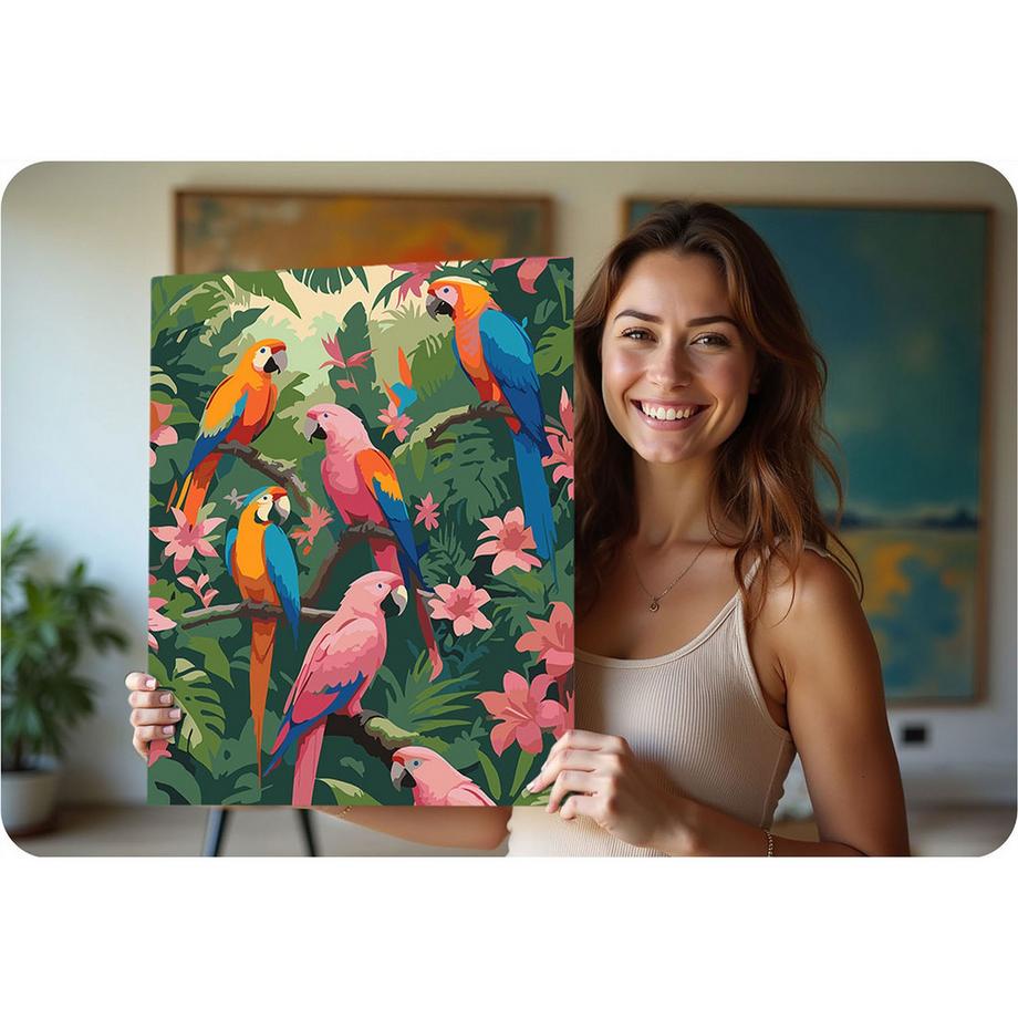 B2X Peinture par numéros 40x50 cm Massido Perroquets  