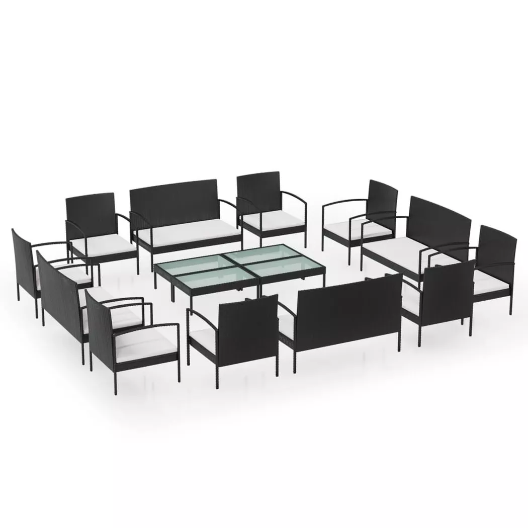 VidaXL - Ensemble de salon de jardin rotin synthétique, One Size, Noir