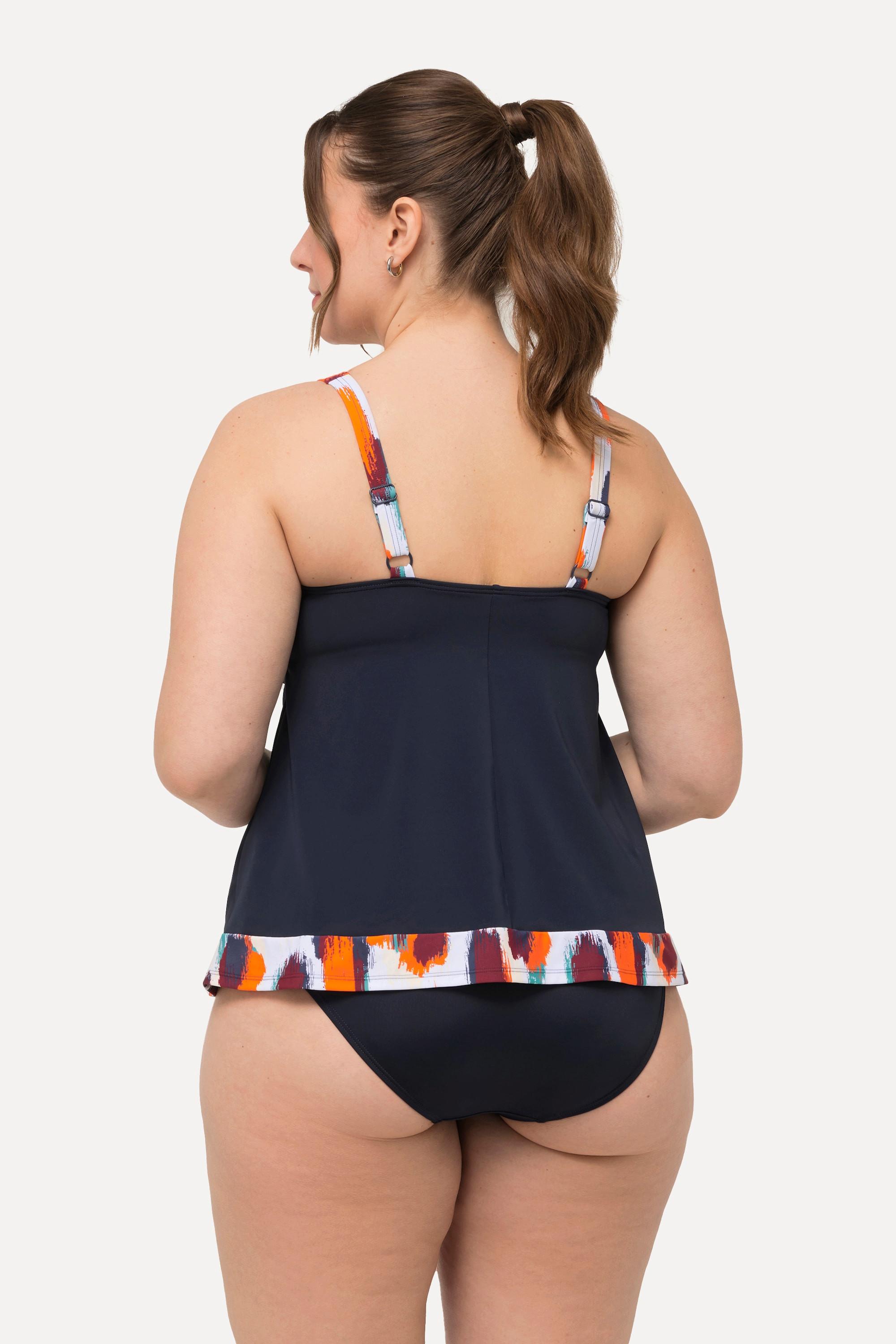 Ulla Popken  Tankini con fantasia, coppe morbide e spalline regolabili 