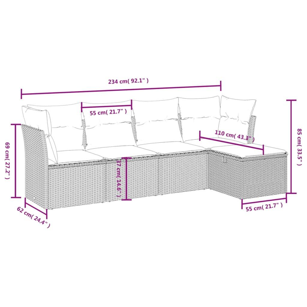 VidaXL set divano da giardino Polirattan  