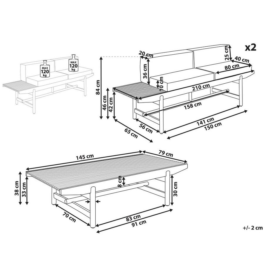 Beliani Salotto da giardino en Legno d'acacia Rustico GIAVENO  