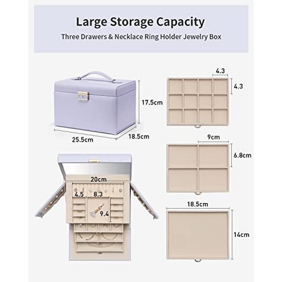 Only-bags.store  Schmuckkasten Groß mit 4 Ebenen 