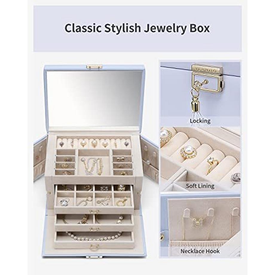 Only-bags.store  Schmuckkasten Groß mit 4 Ebenen 