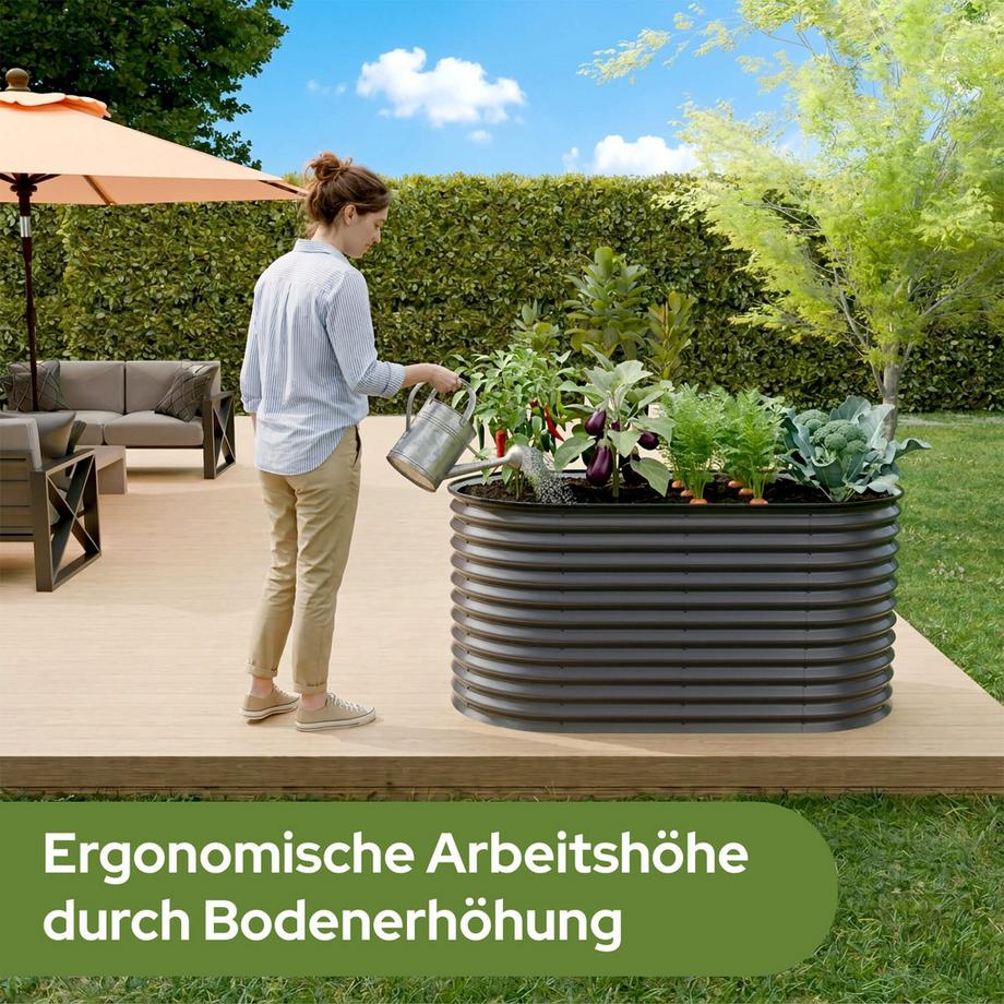 Arebos Jardinière surélevée ovale  