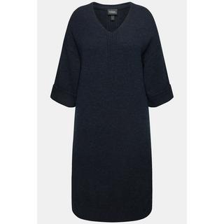 Ulla Popken Robe en maille Empiècements côtelés Col en V Manches courtes  