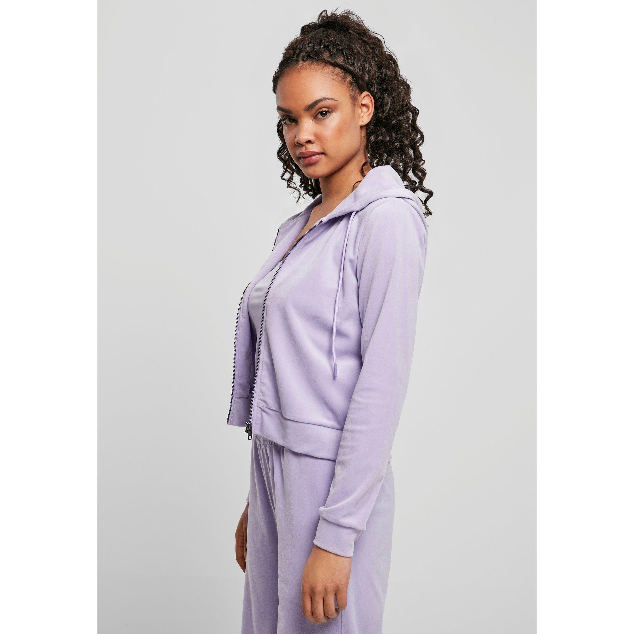 URBAN CLASSICS  kapuzenpullover, damen velvet zip 