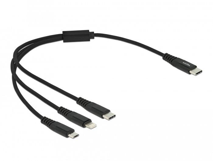 Image of 87148 USB Kabel 0,3 m USB 2.0 USB C USB C/Micro-USB B/Lightning Schwarz