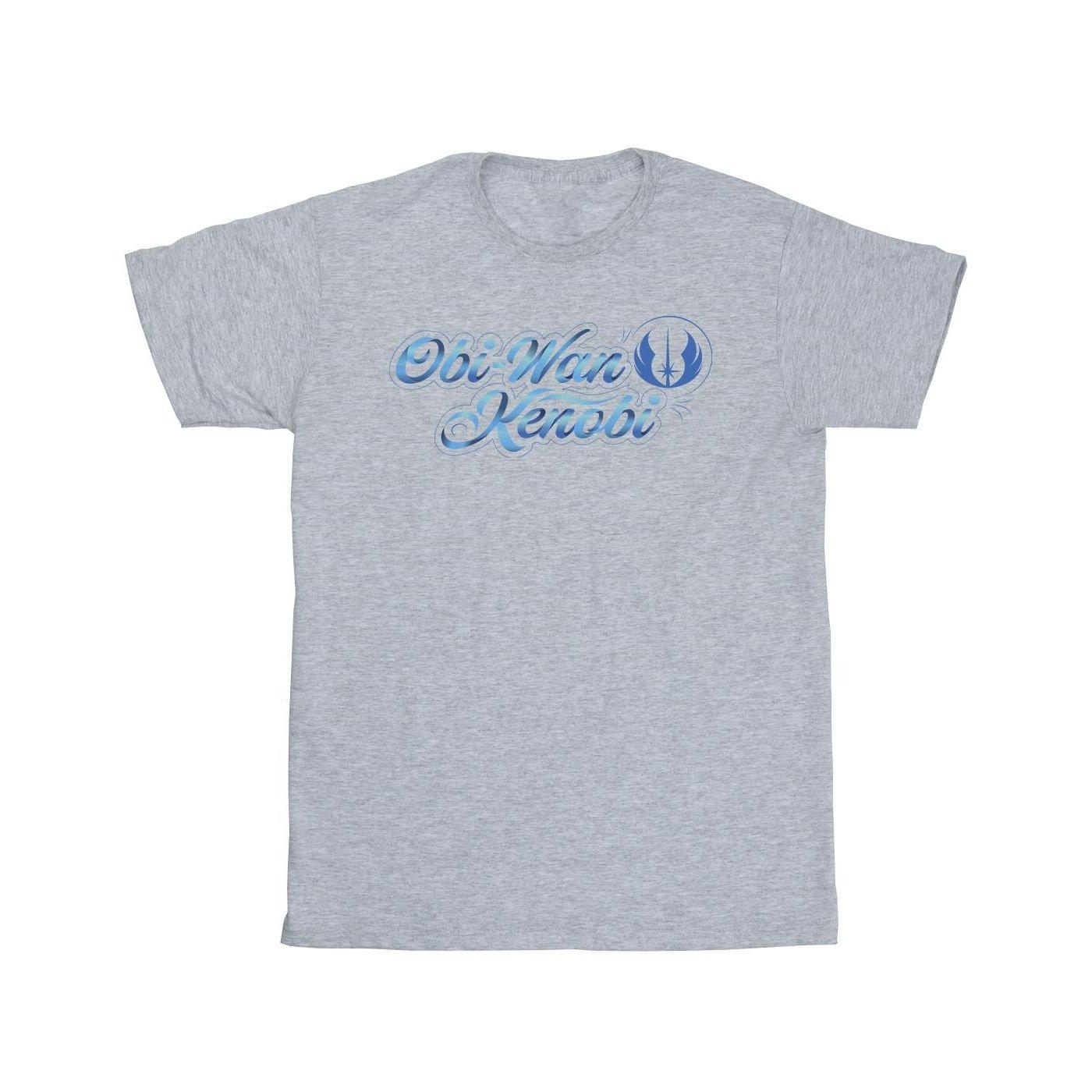 Image of Obiwan Kenobi Ribbon Font Tshirt Mädchen Grau 104