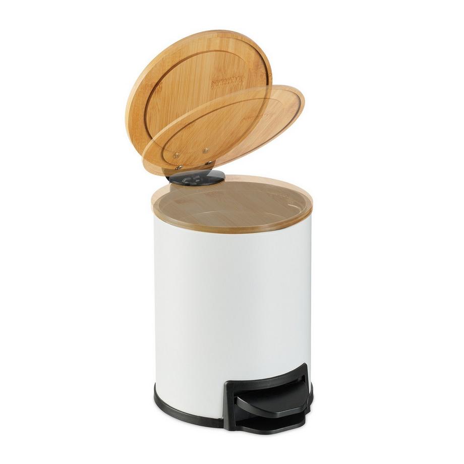 B2X Poubelle de salle de bain 3 litres avec couvercle en bambou  