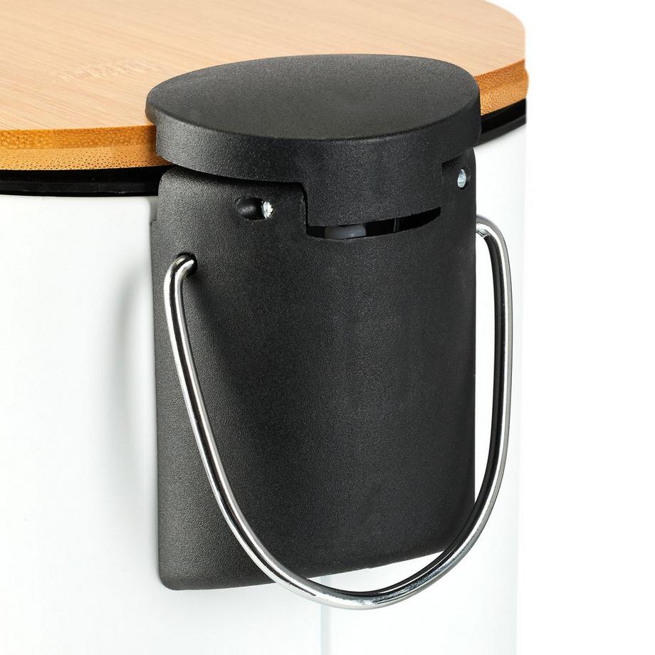 B2X Poubelle de salle de bain 3 litres avec couvercle en bambou  