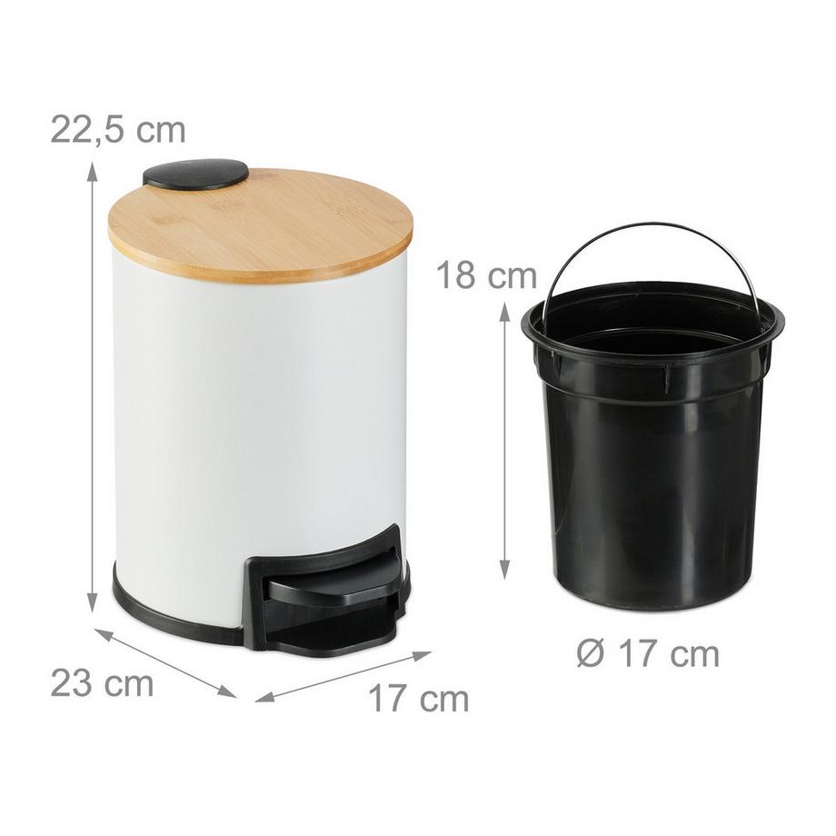 B2X Poubelle de salle de bain 3 litres avec couvercle en bambou  