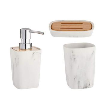 Accessoires de salle de bain en plastique et en bambou