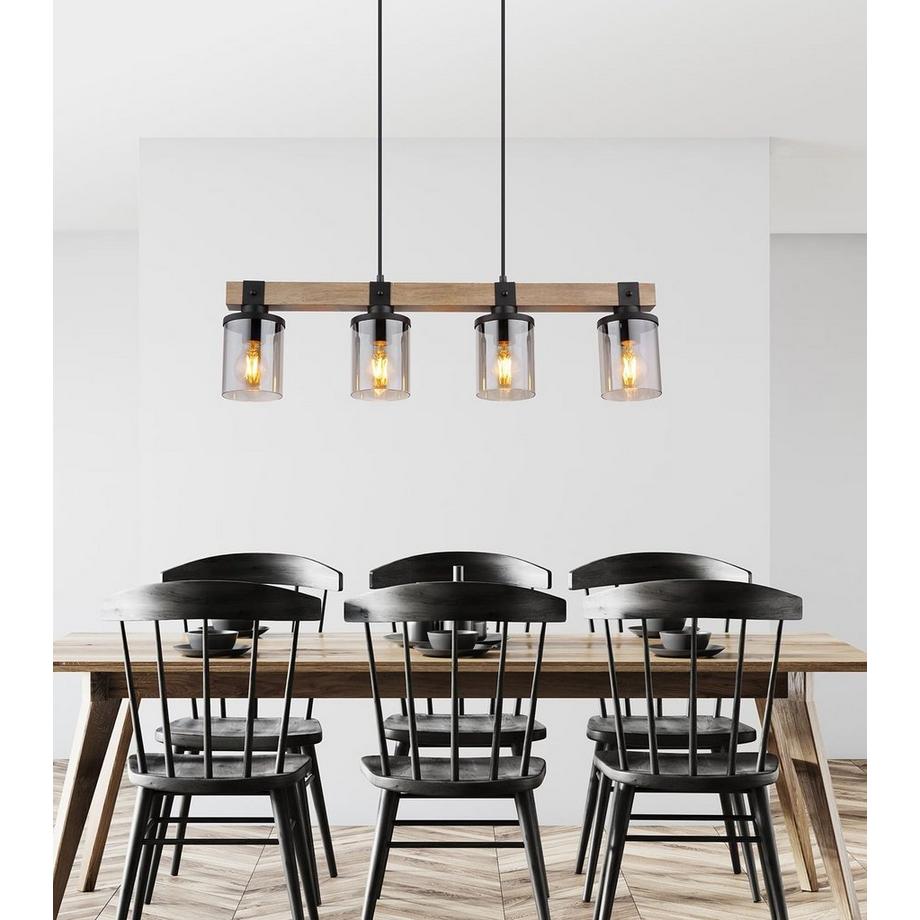 mutoni Lampe à suspension Leila métal noir mat 4xE27  