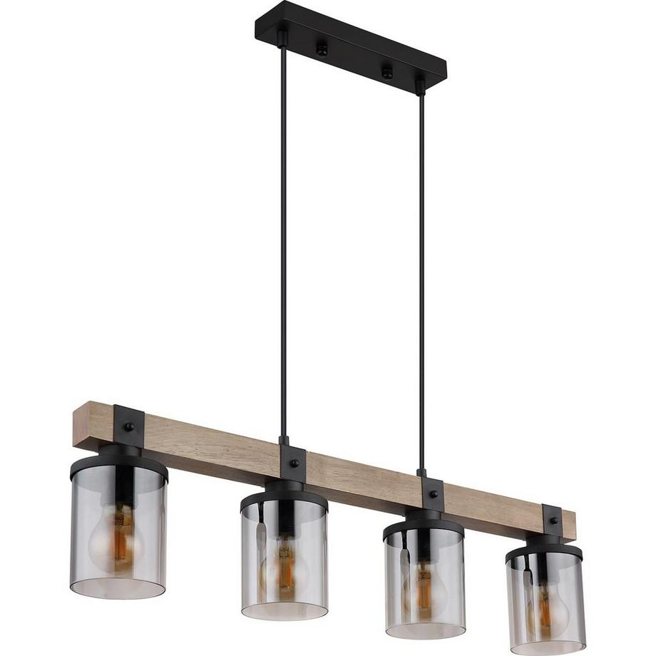 mutoni Lampe à suspension Leila métal noir mat 4xE27  