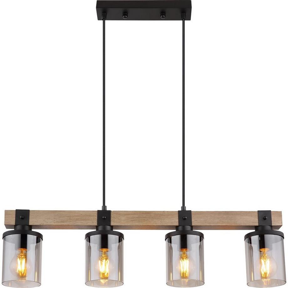 mutoni Lampe à suspension Leila métal noir mat 4xE27  