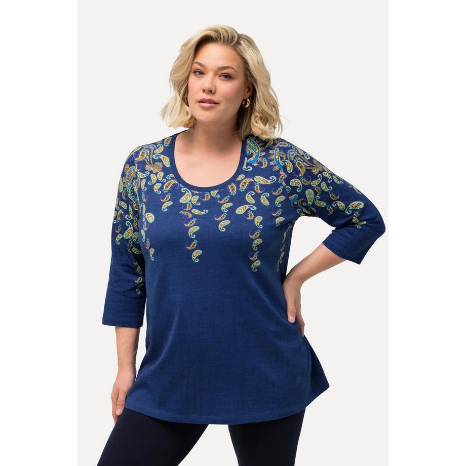 Ulla Popken Longshirt Bordürendruck Rundhals 3/4-Arm  