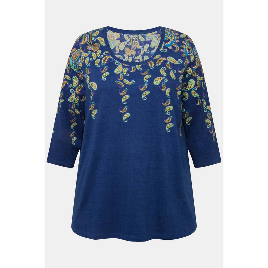 Ulla Popken Longshirt Bordürendruck Rundhals 3/4-Arm  