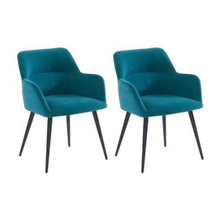 Vente-unique Lot de 2 chaises Avec accoudoirs Tissu métal HEKA  