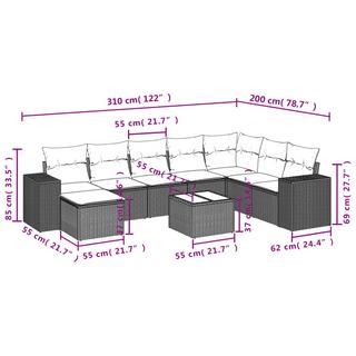 VidaXL Ensemble de canapés de jardin rotin synthétique  