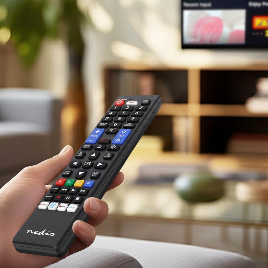 Nedis  Remote de remplacement | Convient pour: Samsung | Pré-programmé | 1 appareil | Amazon Prime / Disney + Button / Netflix Button / Bouton YouTube | Infrarouge | Noir 