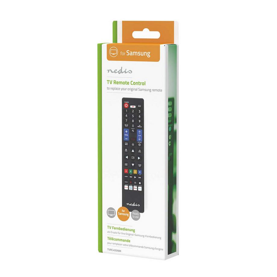 Nedis  Remote de remplacement | Convient pour: Samsung | Pré-programmé | 1 appareil | Amazon Prime / Disney + Button / Netflix Button / Bouton YouTube | Infrarouge | Noir 