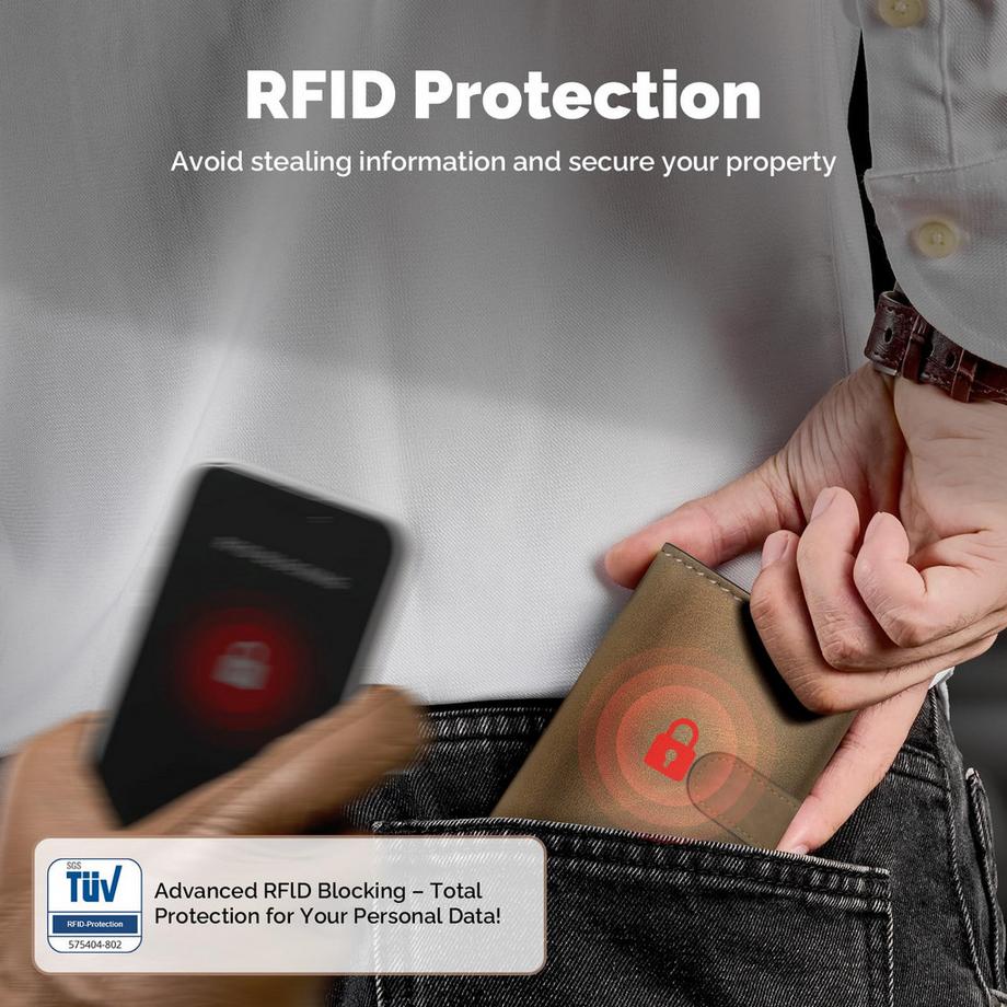 Only-bags.store Portafoglio Sottile con Porta Carte Pop-up Compatto per 7 Carte  