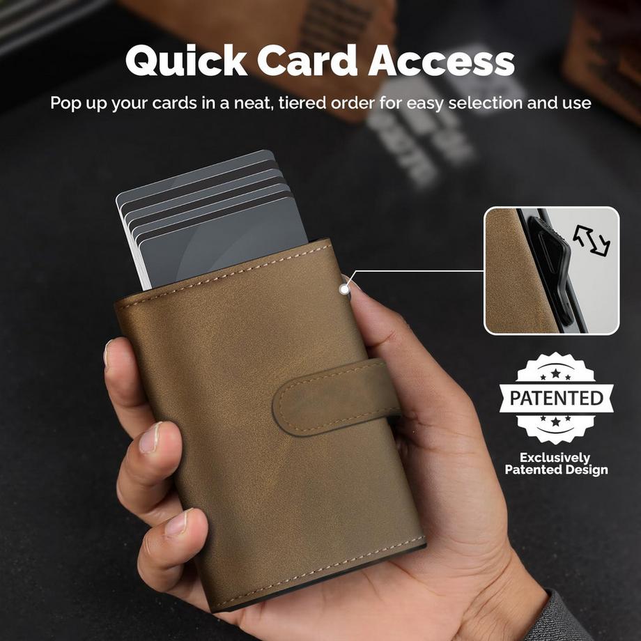 Only-bags.store Portafoglio Sottile con Porta Carte Pop-up Compatto per 7 Carte  