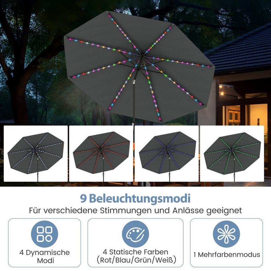 Northix Ombrellone da giardino con luci LED solari  