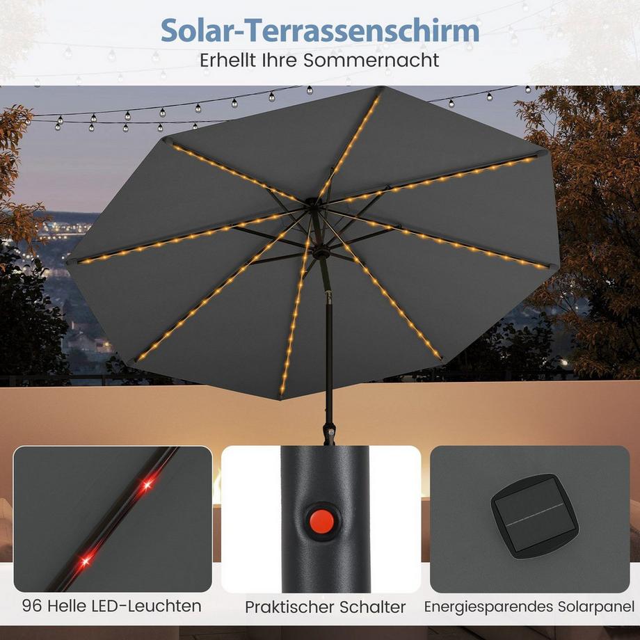 Northix Ombrellone da giardino con luci LED solari  