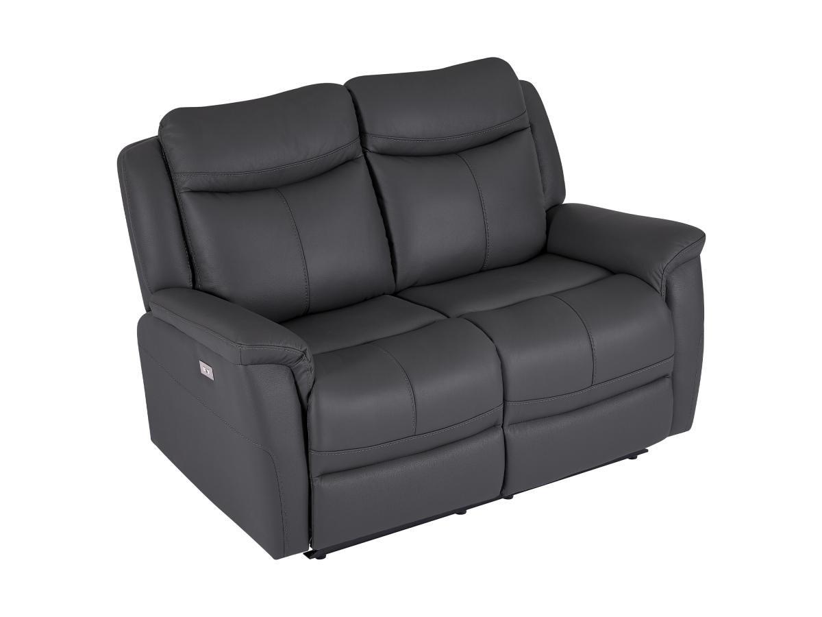 Vente-unique Relaxsofa 2-Sitzer elektrisch - Rindsleder - Anthrazitgrau - NOMAJO  