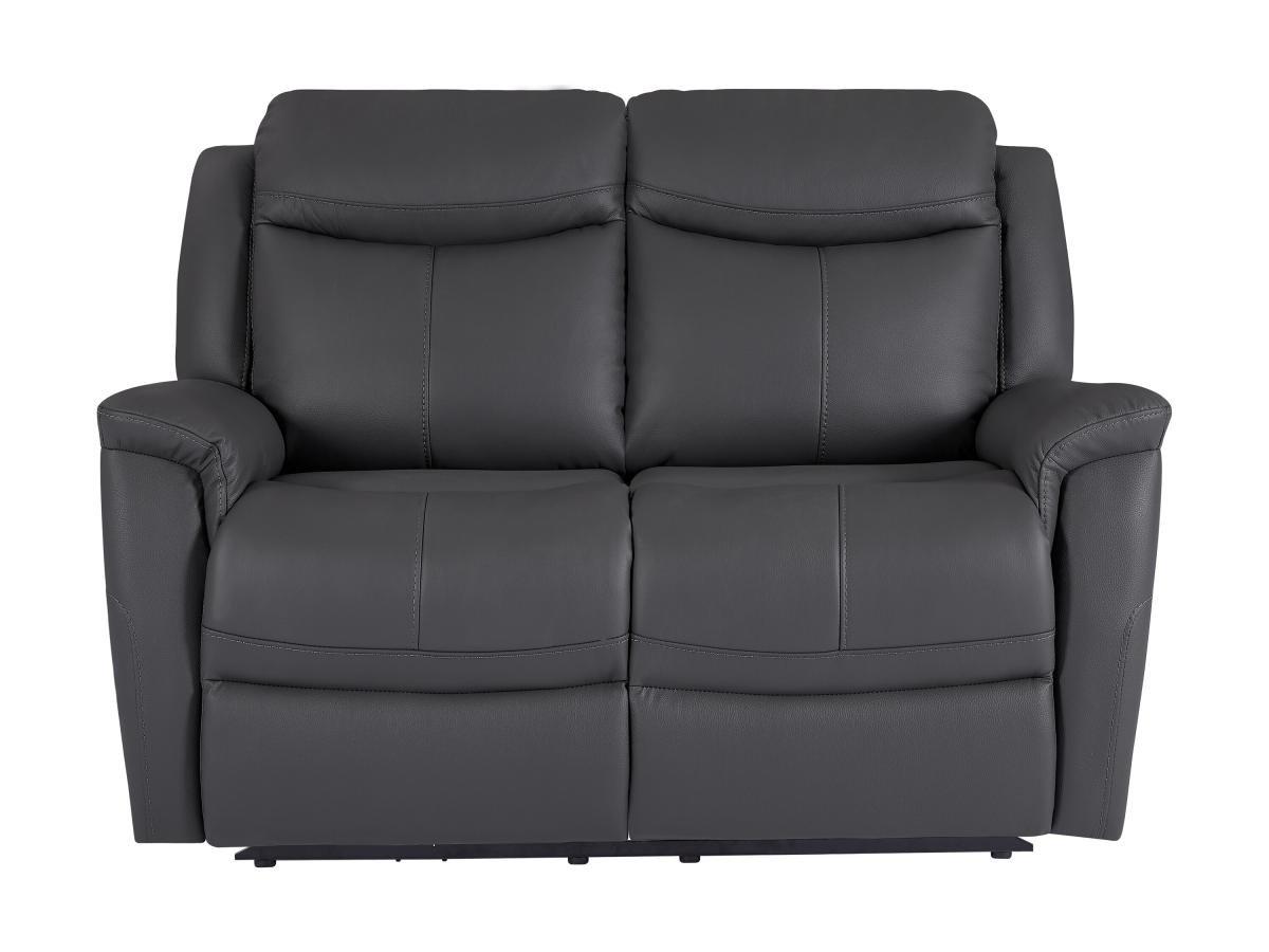 Vente-unique Relaxsofa 2-Sitzer elektrisch - Rindsleder - Anthrazitgrau - NOMAJO  